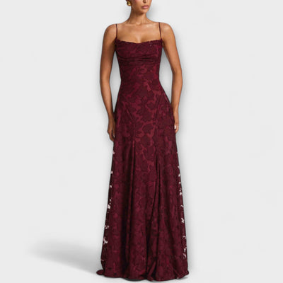 Kairi - Stylish Floral Lace Maxi Dress with Spaghetti Straps