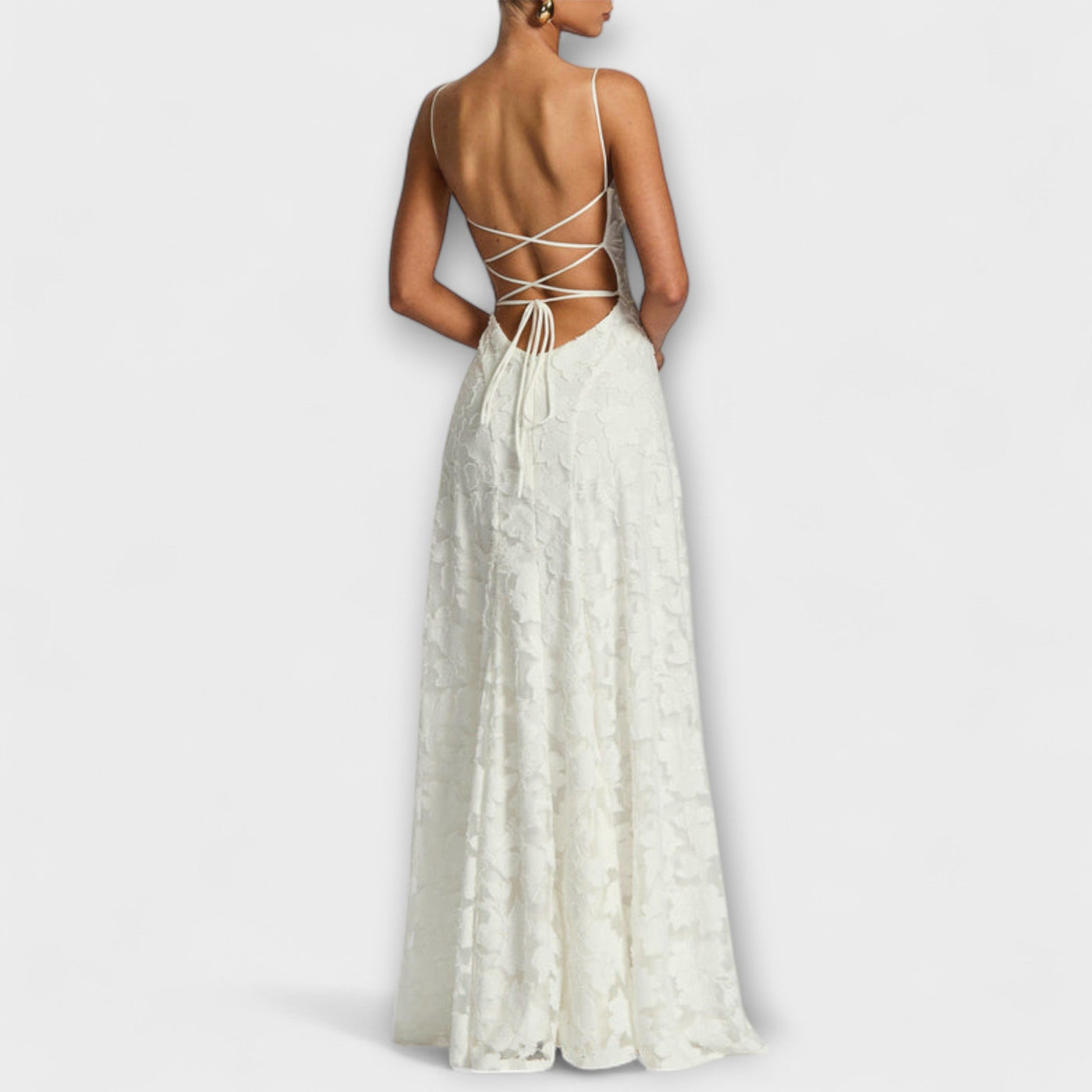 Kairi - Stylish Floral Lace Maxi Dress with Spaghetti Straps