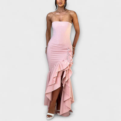 Zuri - Off-Shoulder Slim Fit Maxi Dress with Asymmetrical Hem