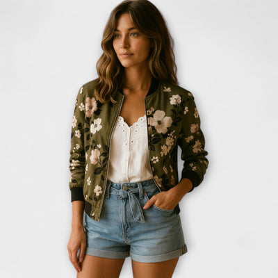 Kaelin - Elegant Floral Bomber Jacket