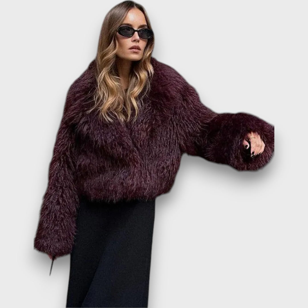 Mile | Luxury Eco-Fur In Deep Bordeaux