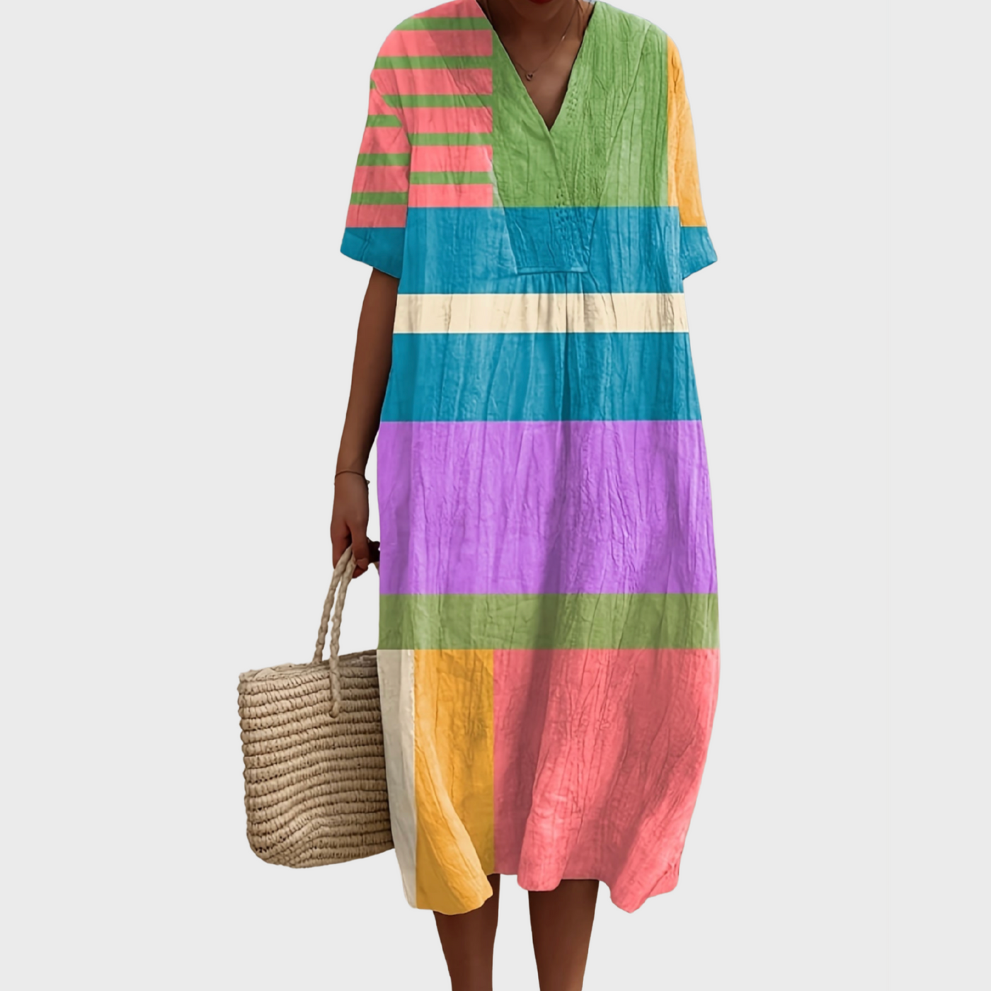 Pippa | Colorblock Breeze V-Neck Midi Dress