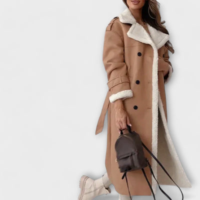 Maria | Classic Long Jacket with Fleece Lining and Teddy Collar