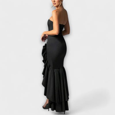 Zuri - Off-Shoulder Slim Fit Maxi Dress with Asymmetrical Hem