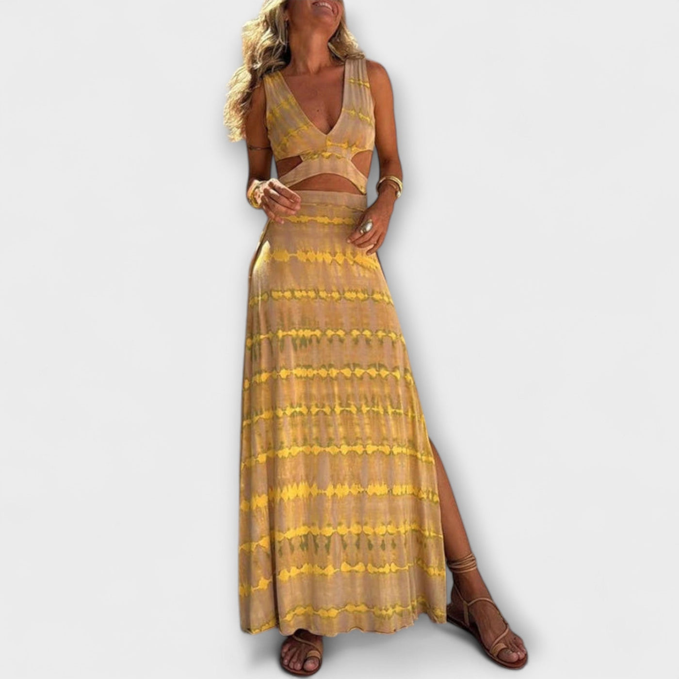 Ella - Eleanor Tie-Dye Cutout Schlitz Stretch Dress