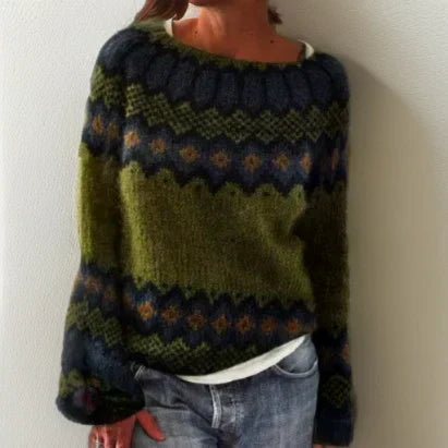 Silvia - Sleek and Stylish Geometric Pattern Sweater