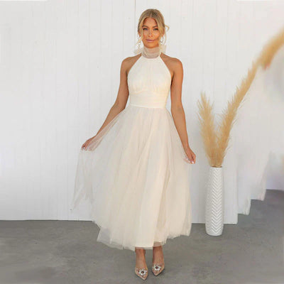 Pearlina - Sleek Mesh High Neck Dress