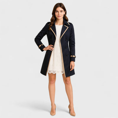Maya | Double-Breasted Trench Coat With Contrast Details